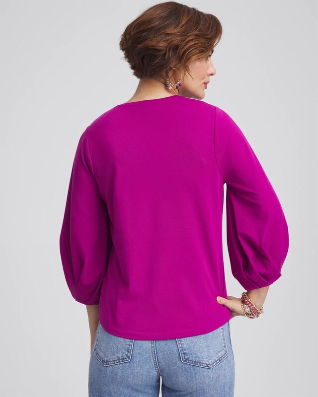 Cotton Tuck Sleeve Tee - image 3